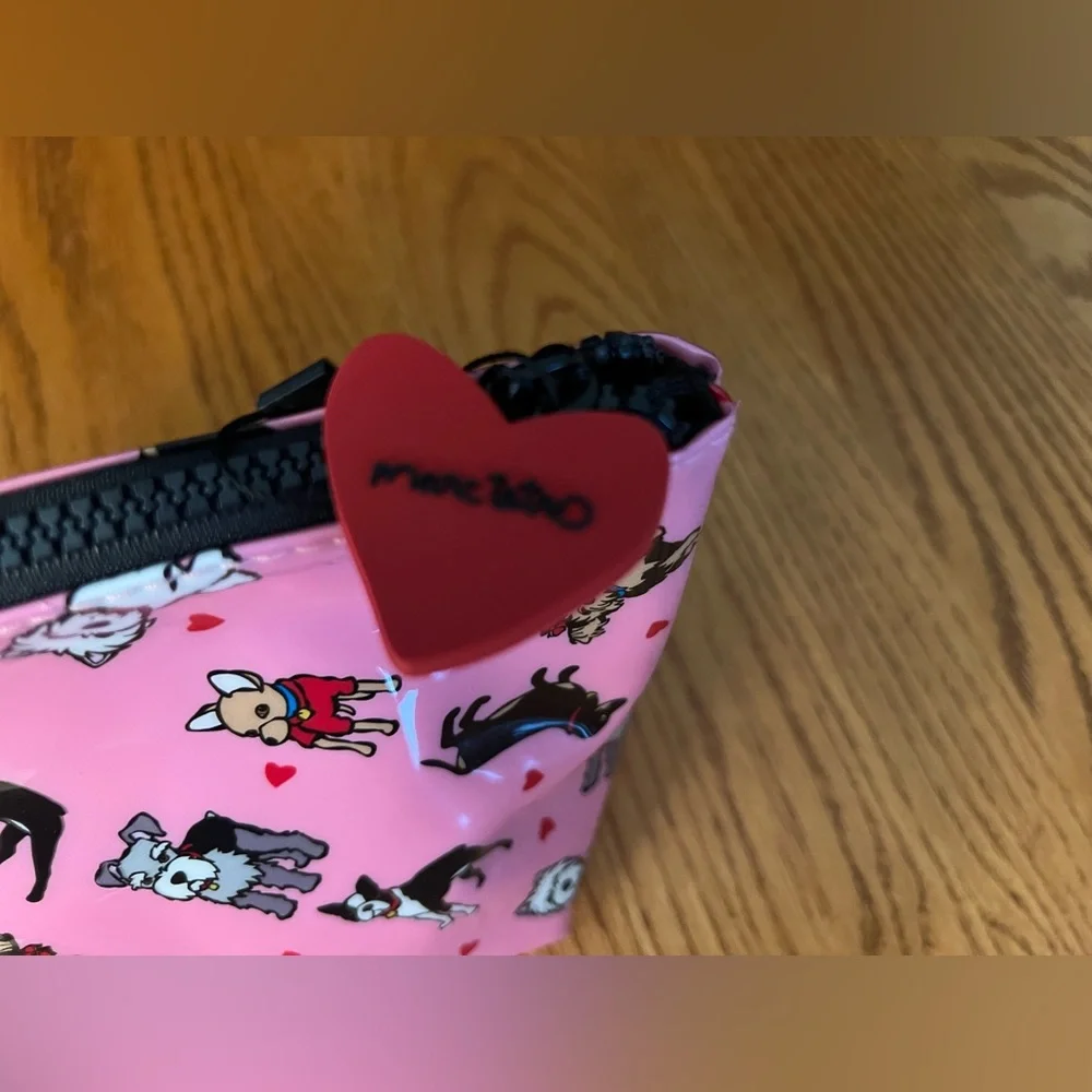 Marc Tetro Pink Dog Print Vinyl Makeup Bag